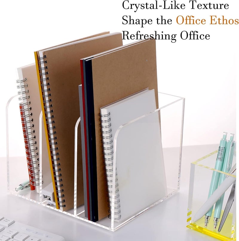 HeZone Magazine Holder, Clear Acrylic Magazine Rack, File Organizer for Office Desk, Book Organizer,-One-Piece-3 Vertical spaces,1 pack (B5)…… - Image 3